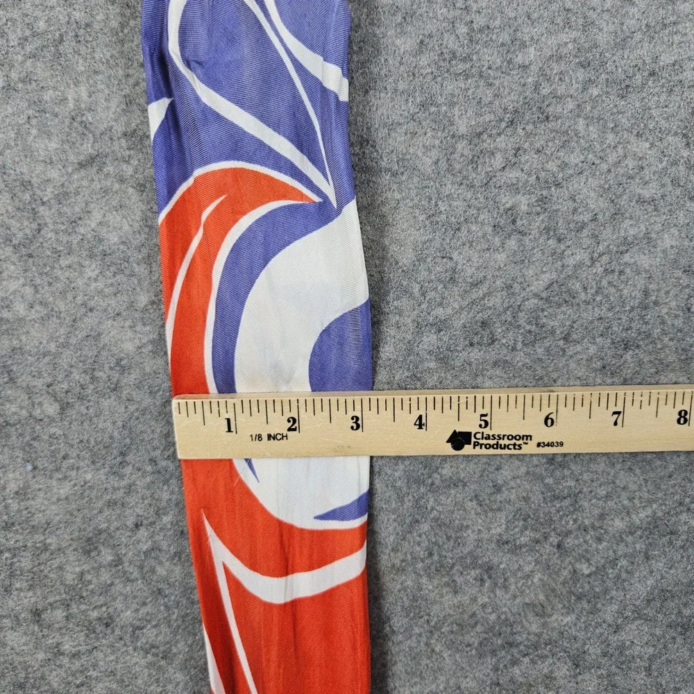 Unbranded‎ Head Neck Scarf Silk Blend Orange Blue White Abstract Print FLAWED